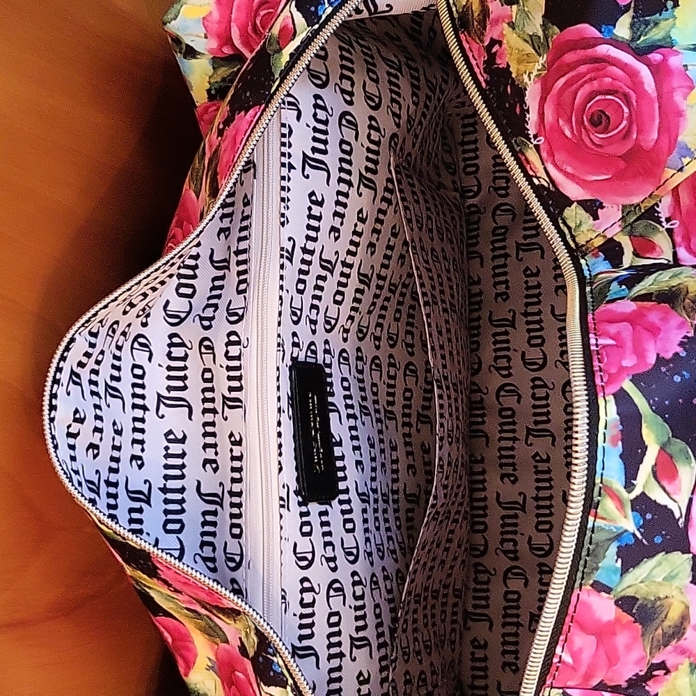 Black Multi Rose Juicy Couture Overnight Bag - Picture 7 of 8